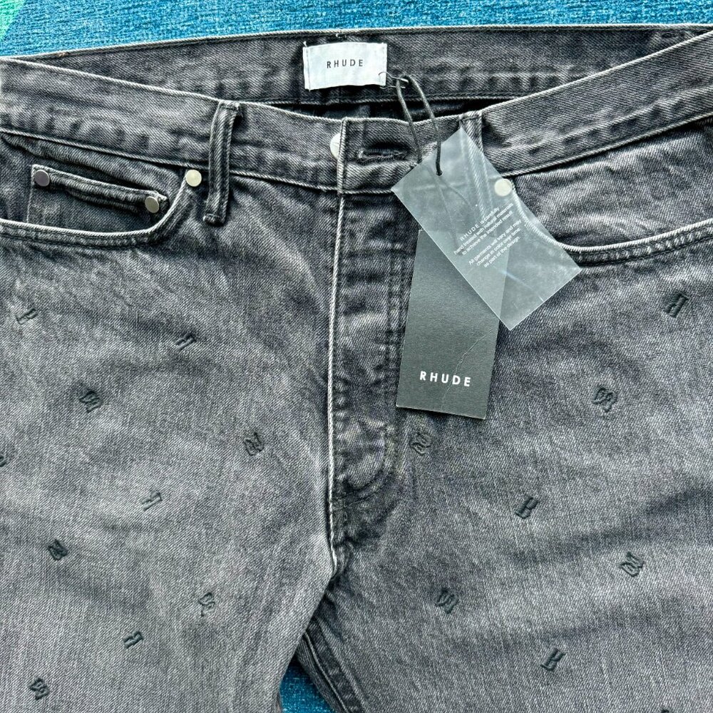 Rhude Black Embroidered Jeans (32)